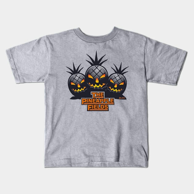 The Pineapple Fields at Night Kids T-Shirt by badtuna